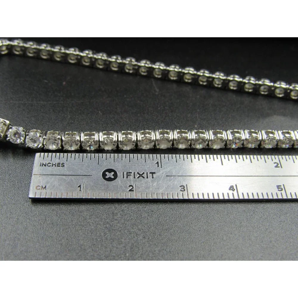 9" Sterling Silver Round Clear Cubic Zirconia Bracelet Vintage Wedding - Picture 5 of 6